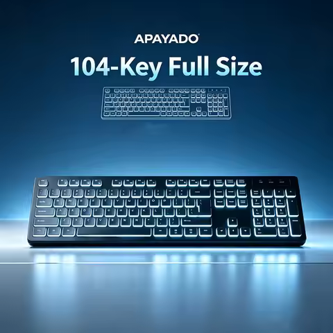 APAYADO M80 Ultra Thin Wired Keyboard 104 Keys Silent Membrane Keyboard Backlit Chocolate Keycap USB