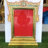 กรอบตราตั้ง กรอบใส่ตราตั้ง กรอบไม้ แกะสลัก Size A3 กรอบแนวตั้ง กรอบสัญญาบัตร กรอบแต่งตั้ง พัดยศ ประก