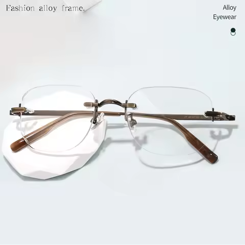 ALICIA Man Women Luxury Rimless Glasses Ultra light Pure Titanium Eyewear Optical Prescription Glass