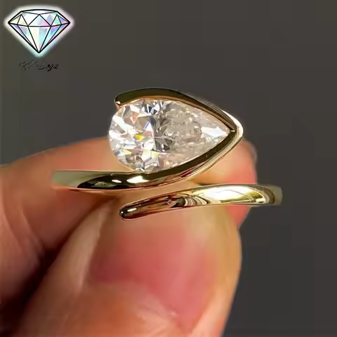 1.5CT Pear Cut/water Drop Diamond Engagement Ring S92 Sterling Silver East West Moissanite Wedding R