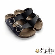 台灣製金扣雙帶拖鞋-黑色