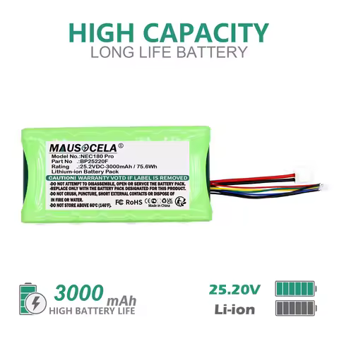 3000mAh Vacuum Battery For Eureka:BP25220F,NEC180 Pro,VRT 70925 V8,VSS1800,VCP 3930,GMS3060,88170432