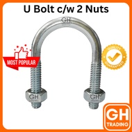 GI U-Bolt U Clip U Klip Kunci U Bolt Nat U Skrew U 1/4" 5/16" ZP
