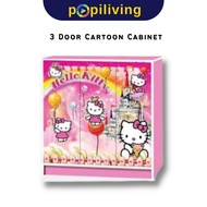 HELLO KITTY 3 Door Children Wardrobe Cabinet Kids Wardrobe Clothes Storage Cartoon Wardrobe Almari Baju Budak Rak Baju