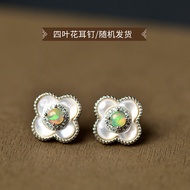 Luxurious Womens Opal Earrings Natural Raw Stone Fashionable Crystal Jewelry Unusual Style Elegant D