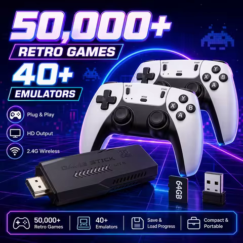 2026 New 4K TV Game Stick X2 PRO 64G 128G Handheld Game Player 2.4G Dual Wireless Controller 50000+ 