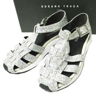SUSANA TRACA 義大利製亮片運動鞋涼鞋 6459GL 36碼（23公分）銀色廓爾喀綁帶鞋 [近全新] [二手] [SUSANA TRACA]