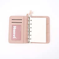 Plain Color Loose-leaf Book A7 Handbook Loose-leaf Book Leather Wallet Bowknot Note Portable Diary T