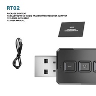 Rt02 Usb Bluetooth 5.0 Adapter Dongle Stereo Jack Rca 3.5mm Receivers Handsfree For Audio Wireless Aux Transmitters With