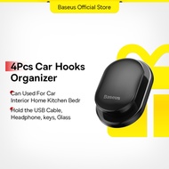 Baseus 4Pcs Car Hooks Organizer Storage for USB Cable Headphone Key Storage Self Adhesive Wall Hook 