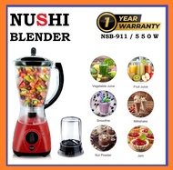 💥SUPER STRONG MOTOR💥 NUSHI NSB-911 BLENDER WITH GRINDER / 550 WATTS / 4 SPEED WITH PULSE [1 YR SG WARRANTY]