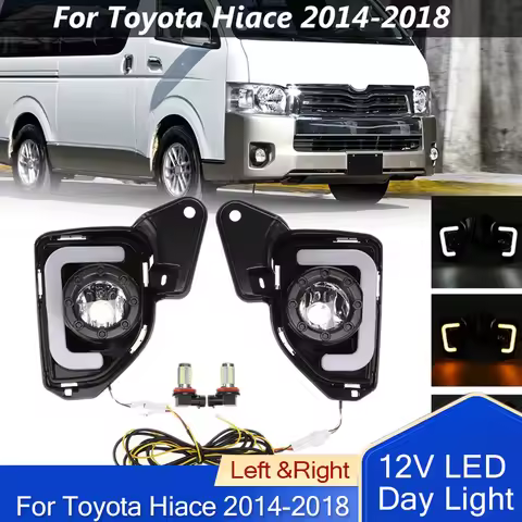 Left Right Led DRL Daytime Running Lights with H11 Bulbs 6000K~6700K For Toyota Hiace 2014-2018 Fog 