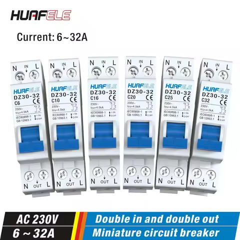 DZ30-32 DPN 1P+N Mini Circuit Breaker MCB 6A 10A 16A 20A 25A 32A Din Rail Mounting Cutout Miniature