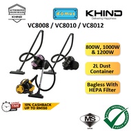 Khind Canister Bagless Vacuum Cleaner with HEPA Filter Vakum Rumah 吸尘机 吸尘器 800W VC8008 1000W VC8010 