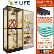 YLIFE Glass Storage Cabinet Display Cabinet Solid Wood Bookshelf Cabinet Door Storage Cabinet Booksh