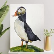 海雀原創繪畫動物藝術鳥水彩牆藝術禮物