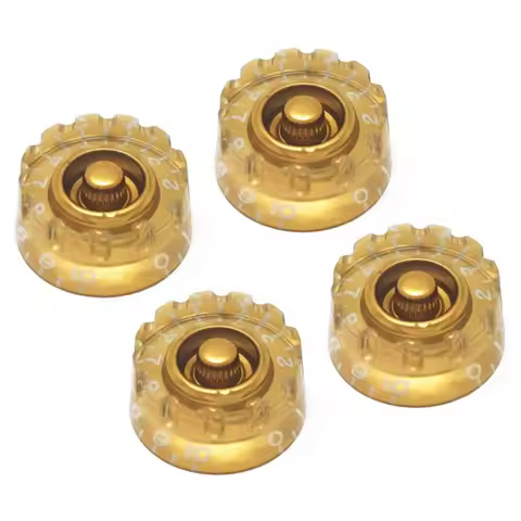 Gold Notched Speed Knobs for Gibson Les Paul SG Electric Guitar (Set of 4) Knurled Fits 24 Fine-Spli