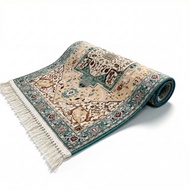 Persian Vintage Area Rug 70x110 | Non-Slip Faux Fleece Floor Mat | Carpet Tatami Prayer Rug Teal