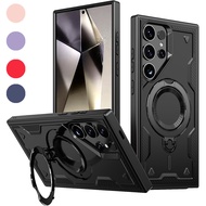 Compatible with MagSafe Magnetic Rotate Ring Holder Kickstand Shockproof Case for Samsung Galaxy S25