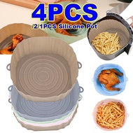 1/2/4pcs Silicone Air Fryers Oven Baking Tray Round Replacement Grill Pan Airfryer Accessories Kitch