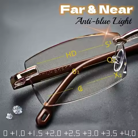 Far and Near Dual-use Reading Glasses High-tech Anti-blue Light Simple Slice Frameless Anti-radiatio