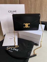 Celine woc 信封包 黑色牛皮 鏈子包 凱旋門包