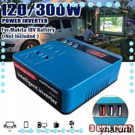 YNATURAL 1Pcs Battery Inverter, 120W Dual Plug Smart Transformer, 18V 20V To 220V Household Multifun