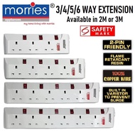 Morries 3 / 4 / 5 / 6 Way Power Extension Cord 2M / 3M with Surge Protector Power Strip Extension So