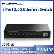 HORACO 2.5GbE Unmanaged Ethernet Switch 8 Port 2.5GBASE-T Network Switch with 10G SFP+ Port Plug and