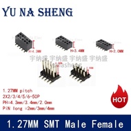 100pcs 1.27mm SMD Pin Header SMT Female Mate Male PH4.3/3.4/2.0mm  2X2/3/4/5p 8p 10P 50p Breadboard 