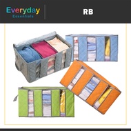 【E.E】65L Receive Box Clothes Storage Box Large covered Bamboo Carbon Foldable