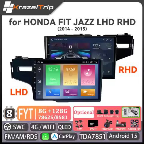FYT7870 8 Core CarPlay Car Radio for HONDA FIT JAZZ LHD RHD 2014 2015 QLED Android Auto Stereo Autor