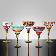 Painted Margarita Goblet Crystal Glass Hand-Painted Cocktail Cup Alicea Goblet Crystal Cup