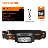 SUPERFIRE Headlamp Mini Light  Easy To Carry LED Headlight Waterproof USB Rechargeable Camping Fishi