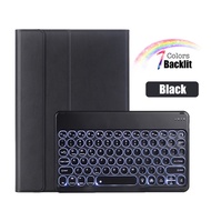 For Huawei MediaPad M5 Lite T5 C5 10.1 Light Backlit Wireless Bluetooth Round Keyboard Case For Honor Pad 5 Leather Cover