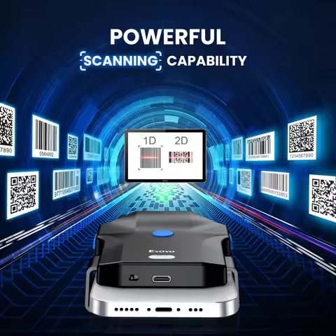 Eyoyo Portable Bluetooth Barcode Scanner 2D Wireless Back Clip 1D 2D QR Code Reader for Mobile Payme