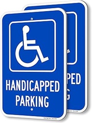 SmartSign (Pack of 2) 18 x 12 inch "Handicapped Parking" Metal Sign, 120 mil Aluminum Composite (ACM