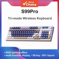 AULA S99 Pro Tri-Mode Gaming Keyboard with Display Screen RGB Backlit Lightweight for Gamers Tablet 