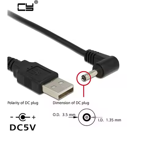 DC Power Plug USB Convert To 3.5*1.35mm/DC 3.5*1.35mm Black L Shape Right Angle Jack With Cord Conne