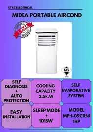 MIDEA PORTABLE AIRCOND 1HP (MPH-09CRN1)