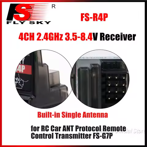FLYSKY FS-R4P 4CH 2.4GHz Receiver 3.5-8.4V Built-in Single Antenna PWM for RC Car ANT Protocol Remot