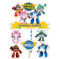 Robocar Poli Cake Topper With Name & Picture Print