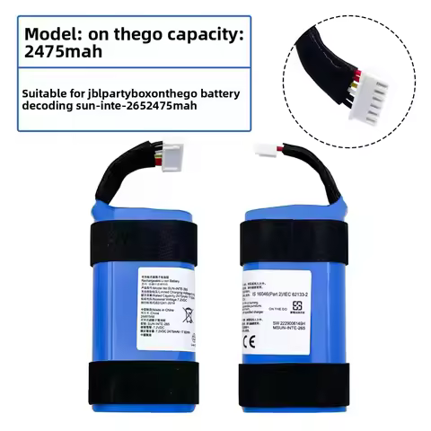 For JBL PartyBox on-The-Go, OnTheGo Bluetooth Speaker Battery SUN-INTE-265