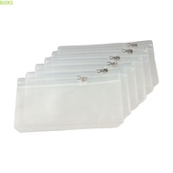 BUCKS 5pcs A5 A6 Clear PVC Pockets, Document Organiser Transparent Binder Cash Envelopes, 6-Hole Wat