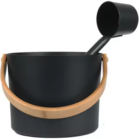 Black aluminum sauna bucket sauna spoon sauna accessories ladle bucket set