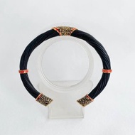 純象尾毛手鐲，全黑，鍍銀，鍍金，Sukhothai 琺瑯工藝，均碼，男女皆宜。