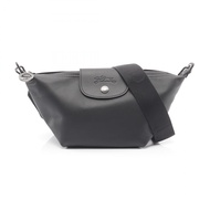 【二手】Longchamp Le Pliage Xtra XS 斜背包，黑色皮革，10212987001