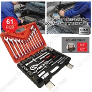 61pcs Socket Spanner Tools Kit Sleeve Repair Tool Ratchet Wrench Set Ready Stock