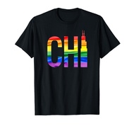 CHI CHICAGO Gay Pride Rainbow Flag T-Shirt