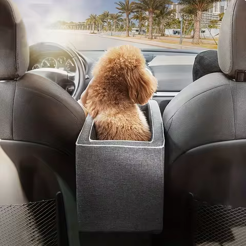 Pet Car Booster Seat With Armrest Attachment - Perfect For Traveling With Your Dog Or Cat - Central 